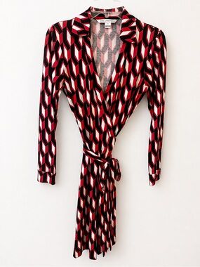 Diane von Furstenberg DVF Bold Geometric Print Wrap Dress
